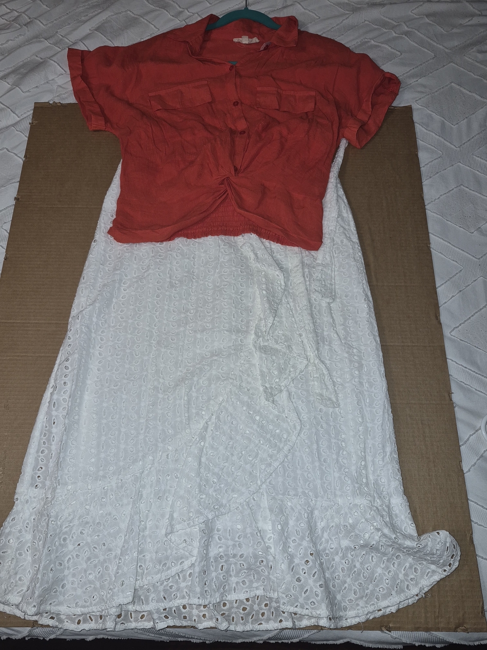 Passport White Eyelet Maxi Skirt with Ruffle Hem